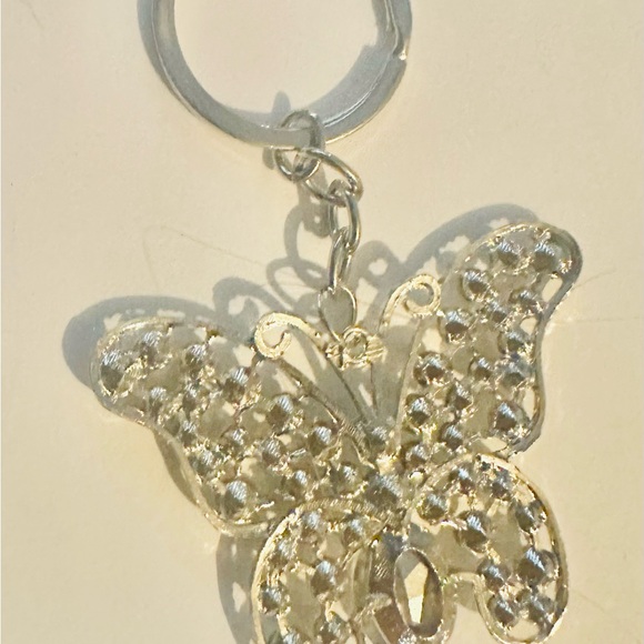 Sparkling Butterfly Bagcharm/Keychain Silver Tone - Picture 2 of 2